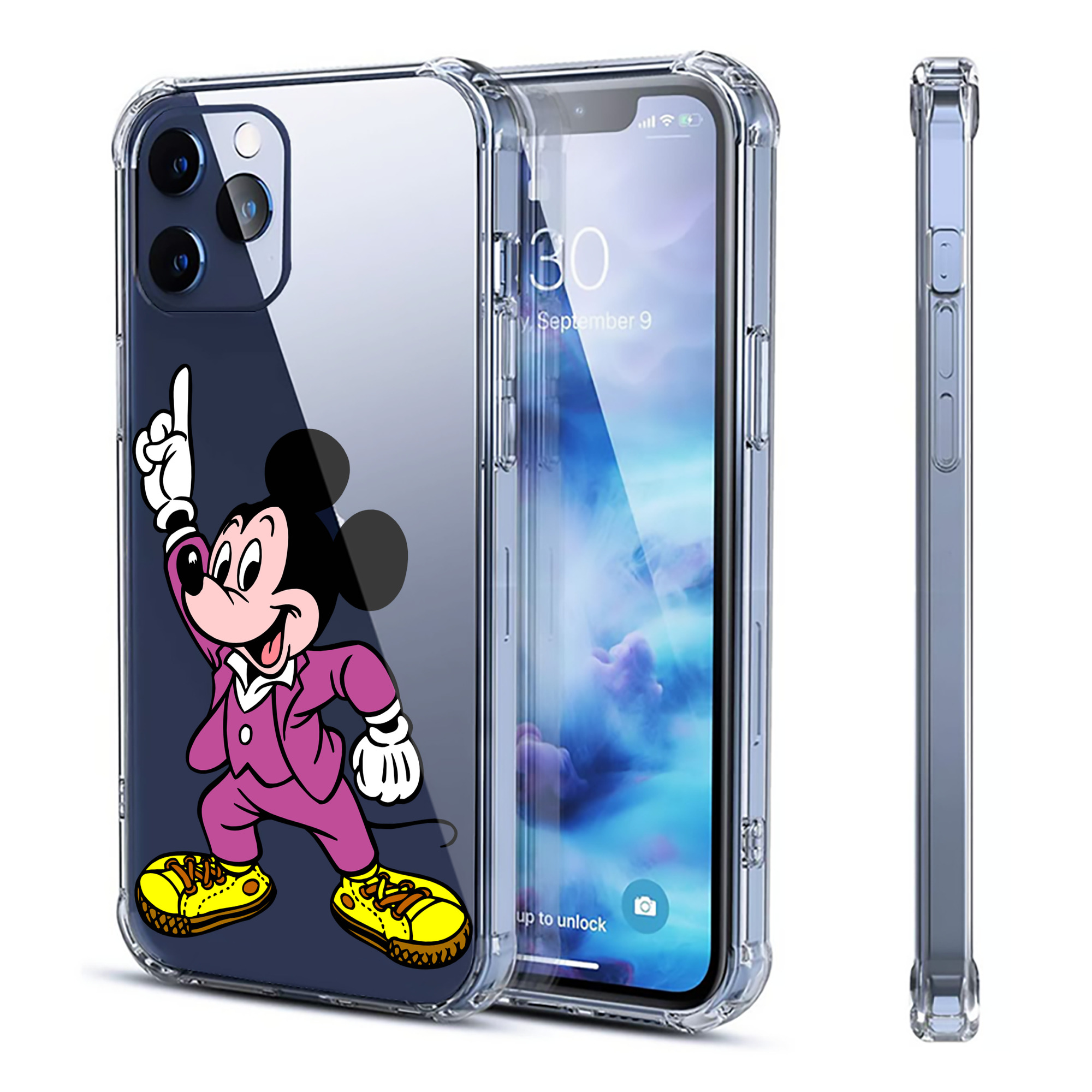 （画像用） ミッキーマウス Mickey Mouse 【iPhone 12シリーズ対応】透明スマホケース（クリアソフトケース）